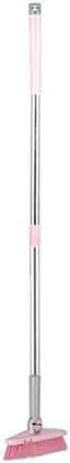 Cleaning Brush with Long Handle Floor Scrubbers for Tub Tile Cleaning Supplies Scrub Brush for Bathroom Bathtub Toilet Floor Kitchen Apartment Essentials forfor Women Men (Pink)