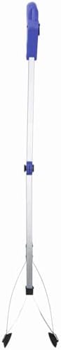 Hapivida Folding Trash Grabber, Aluminum Alloy Garden Waste Pick Up Tool with Extendable Handle and Locking Clamp for Leaves Collecting Yard Cleaning (Blue Handle)
