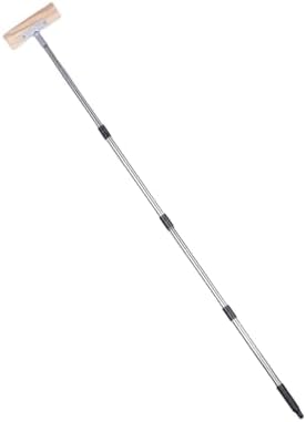 Heavy Duty Stainless Steel Wire Scrub Brush with Long Handle Moss Remover Wire Broom Outdoor Floor Scrub Brush for Patio Deck Garden Garage (20cm / 7.9in)