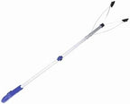 Folding Trash Grabber | 31.5 Inch Extendable Reach for Leaves/Garden/Home | Aluminum Alloy Garbage Picker Tool with Locking Clamp (Blue Handle)