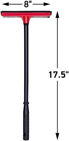 DSV Standard Window Squeegee for Car Windows, 2-in-1 Window Cleaner for Car Windshield, Gas Station, Shower, and Glass | Auto Squeegee with 17.5" Handle, 8" Soft Rubber Blade & Highly Absorbent Sponge