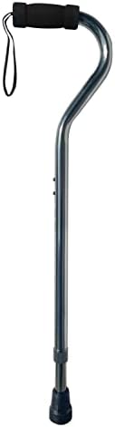 SkyMed Sky Med Aluminum Lightweight Bariatric Heavy Duty Cane-600lbs Weight Capacity,1.3 lbs., Soft Handgrip, Carrying Strap, Offset Handle, (Slate Gray)