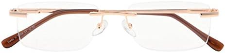 Eyekepper Mens Womens Spring Hinges Rimless Reading Glasses Gold +1.00
