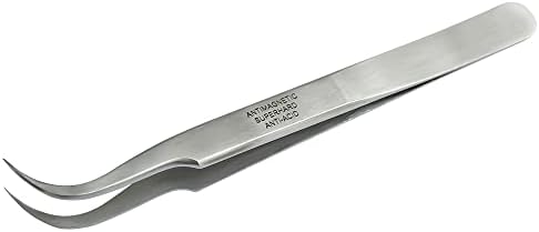 Vetus Tweezer Non-magnetic Stainless Steel Curved Slant Tip Eyelash Eyebrow Tool ST-15
