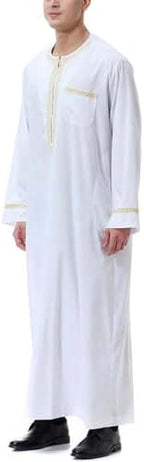 Muslim Robe for Men Arab Long Sleeve Kaftan Islamic Arabic Abaya Thobe Ramadan Middle East Islamic Cloth Shirt Gown