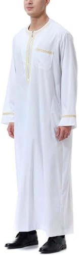 Muslim Robe for Men Arab Long Sleeve Kaftan Islamic Arabic Abaya Thobe Ramadan Middle East Islamic Cloth Shirt Gown