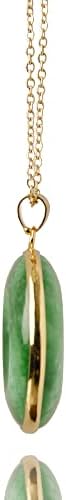 Green Jade "Good Fortune" Pendant Necklace, Natural Jade Agate Crystal Healing Handmade Good Luck Gift Jewelry