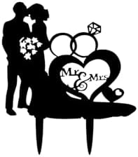 Wedding Cake Toppers Bride And Groom Flower Heart Love Black Silhouette Cake Party Engagement Cake Topper Mr And Mrs