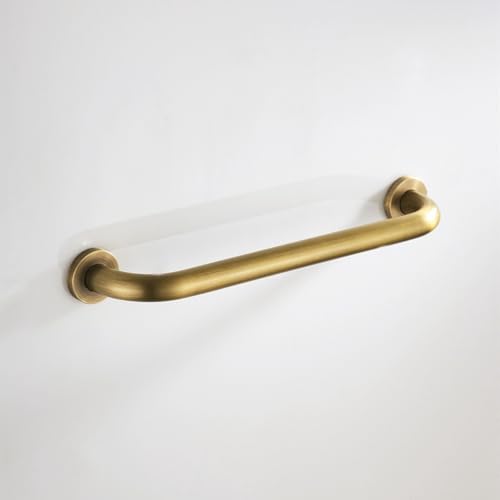 Antique Brass Shower Grab Bar, Bathroom Handrail with Concealed Screws for Wall, Toilet and Bath Safty Bar for Elderly or Handicapped, 12 inch, Made of Brass