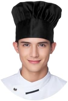 Tosewever Chef Apron Hat Set for Women and Men, Adjustable Bib Apron with 2 Pockets Costume Apron for Father Kitchen Cooking