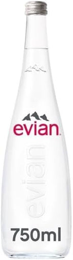 Evian Still Mineral Water, 25.4 Fl Oz Glass Bottle (Pack of 6)