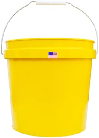 Generic 2 Gallon Bucket with Handle Food Grade Safe BPA Free Yellow Polyethylene Plastic HDPE Heavy Duty Thickened Pail Storage Container FDA Compliance Multi Use All Purposes Premium Quality Buckets