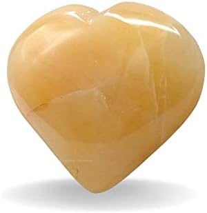 Yellow Aventurine Crystal Heart Palm Stone - Pocket Massage Worry Stone for Natural Body Chakra Balancing, Reiki Healing and Crystal Grid