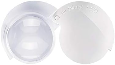Eschenbach Mobilent LED Pocket Magnifier - Compact Size Folding Handheld Magnifying Lens with LED Light | 4X, 7X, or 10x Magnification | Includes Lanyard and Liberty Microfiber Cloth (4X)