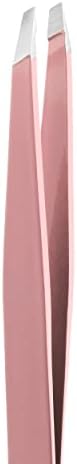 Rubis Classic Stainless Steel Slanted Tweezers for Precise Eyebrows and Hair Removal, 1K108, Pink,Rubis Switzerland Swiss Made World Renowned Precision