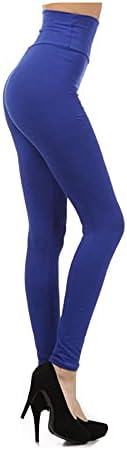 7Wins JJJ Women's Solid Cotton Spandex Jersey Fold Over Waistband Leggings