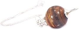 L PEDRA & CRYSTAL Tiger Eye Crystal Ball Pendulum | Polished Gemstone Sphere with Chain for Dowsing, Divination & Decor | Spiritual Energy Work Pendant