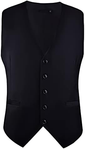 GUSLESON Men's V-Neck Suit Vests Solid Color Formal Slim Fit Business Dress Vest Waistcoat
