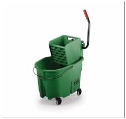 Rubbermaid Commercial Products WaveBrake 35 QT Side-Press Mop Bucket and Wringer Combo on Wheels Green for Heavy-Duty Floor Cleaning