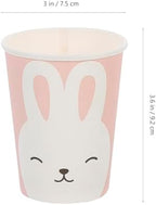 NUOBESTY Party Paper Cups Disposable 9oz Rabbit Cartoon Paper Drinking Cups 8pcs Portable Picnic Festival Supplies for Outdoor Gatherings and Birthday Parties