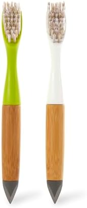 Full Circle Micro Manager, Deep Cleaning Brush for Crevices, Shower, & Grout, Tough Bristles, Sustainable Bamboo Handle, Green