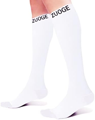 zuoge 6 Pairs Compression Socks Pack - Best Medical, Nursing, Travel & Flight Socks - Running & Fitness - 15-20mmHg