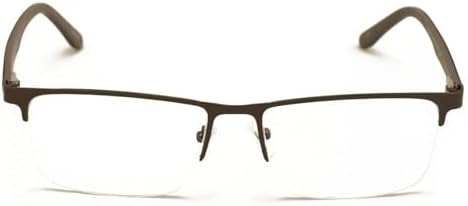 Men Premium Optical Frame Wide Large Head Reading Glasses Half Rim Metal - Reader 149MM DRM01