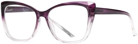 Oversized Cat-Eye Reading Glasses for Women Men, Lightweight Large Readers Trendy Eyeglasses (Purple, +2.50)