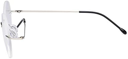 CessBlu Rimless Reading Glasses Round Readers for Men Women (Silver) +1.25