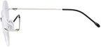 CessBlu Rimless Reading Glasses Round Readers for Men Women (Silver) +2.0