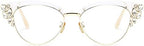 Rhinestones Bling Bling Cateye Reading Glasses Women Blue Light Blocking