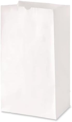General GW20500 #20 Paper Grocery Bag, White, Standard 8 1/4 x 5 5/16 x 16 1/8 (Case of 500 Bags)