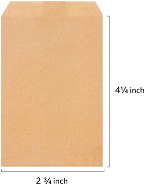 Quotidian Brown Flat Mini Kraft Paper Bags 2 3/4" x 4 1/2" (7 x 11.5cm) Pack of 100 - Small Treat Wedding Confetti Notes