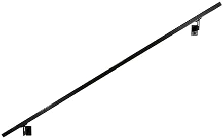 Modern Aluminum Handrail Grab Bar Kit, Adjustable Steel Brackets Included, Returns to Wall, Powder Coated Finish (Black, 5 Foot Handrail Set)