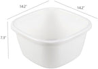 18 Quart Wash Basins, Large Plastic Square Dish Pan/Tub, 2 Packs, White