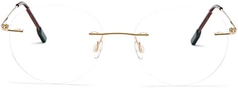 Round rimless reading glasses super light titanium alloy Reader for men and women