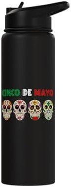 Cinco De Mayo Mexican Skulls Fiesta Party Stainless Steel Insulated Water Bottle