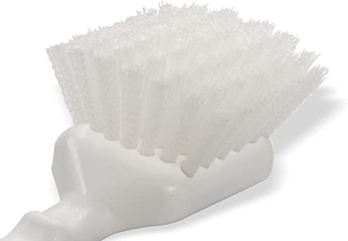 Carlisle FoodService Products 3662000 Flo-Pac Plastic Handle Utility Scrub Brush, Nylon Bristles, 2" Bristle Trim, 8" Length, White, 3 Count