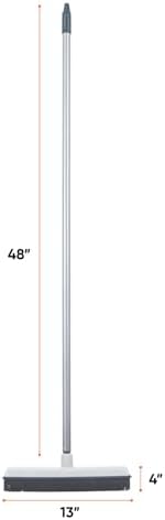 Rubber Bristle Broom for Hardwood Floors, Tiles, Carpets, Wood, and Vinyl Salon Broom, Rubber Squeegee Broom, Rug Broom, Rubber Rake for Human Hair, Pet Hair, Fur, Lint, Liquid, Grey, by Superio