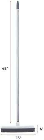 Rubber Bristle Broom for Hardwood Floors, Tiles, Carpets, Wood, and Vinyl Salon Broom, Rubber Squeegee Broom, Rug Broom, Rubber Rake for Human Hair, Pet Hair, Fur, Lint, Liquid, Grey, by Superio
