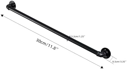 Metal Staircase handrails,Industrial Pipe Stair handrail, wall-Mounted Metal Hand Rail，handrails for Indoor Stairs，Garage, Porch, Toilet, Yard and Garden (Black, 1ft)
