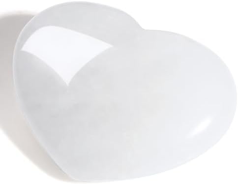 MAIBAOTA 45 mm Clear Quartz Crystal Stones Heart Love Crystal Valentines Gifts for Herfriend Wife Palm Stone Reiki Crystal Gemstone Worry Stones for Anxiety