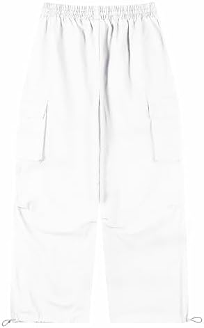 Men's Casual Cargo Pants Elastic Waist Drawstring Street Hip Hop Trousers with Pockets