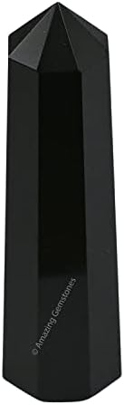 Amazing Gemstone Black Obsidian Crystal Towers ~ Natural Healing Crystal Point Obelisk for Reiki Healing and Crystal Grid (3" to 4" INCH)
