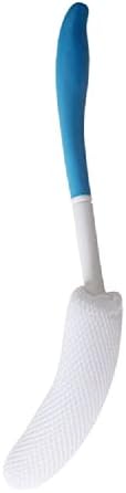 Body Back Bath Brush, Curve Long Handle Mesh Bag Sponge, Replaceable Scrubbing Brush, Exfoliating Skin Shower Brush, Length 15.35 Inch/39cm