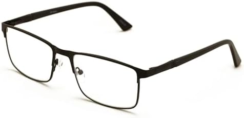 Men Premium Optical Frame Wide Large Head Reading Glasses Rectangular Metal - Clear Lens Reader DRM02