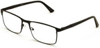 Men Premium Optical Frame Wide Large Head Reading Glasses Rectangular Metal - Clear Lens Reader DRM02