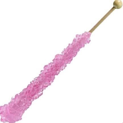 Classic Rock Candy Sticks Individually wrapped, by SweetNest Candy (18 Count, Pink Cherry)