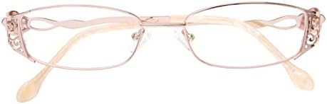 HELES Women's Full Rim Rectangular Single Vision Lens Reading Glasses Anti-Reflection UV Coating Spectacles Reader-Rose Gold||+1.50 Strength