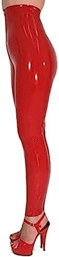 Red Latex Rubber Gummi 0.40mm Legging Pants Trousers Front Zipper （Shoes Not Included）,Red,3X-Large